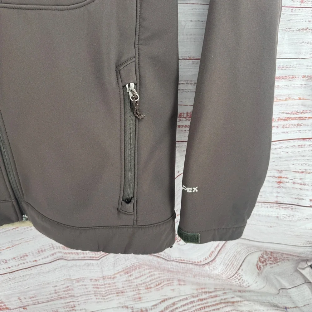 The North Face Jacket Mens Large Apex Bionic Softshell Brown Fleece Lined Zip Up